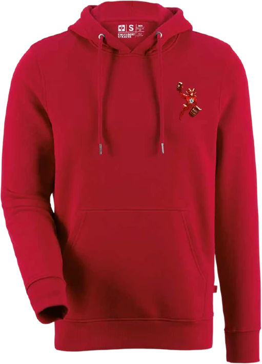 Roter Bocknacht Hoodie, Vorderseite mit dem Bock auf der Brust
